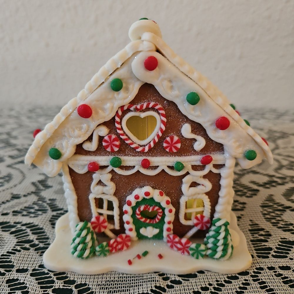 Valerie Parr Hill Lighted Glitter Gingerbread Christmas Cottage House Decor